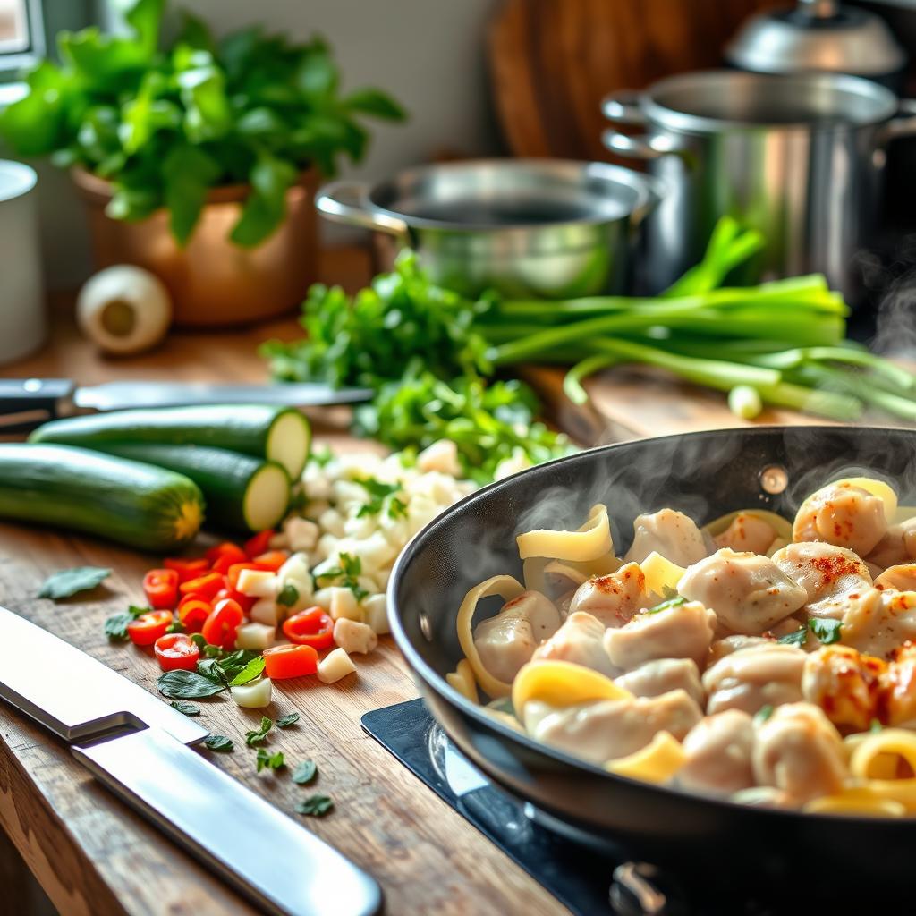 préparation de recette tagliatelles