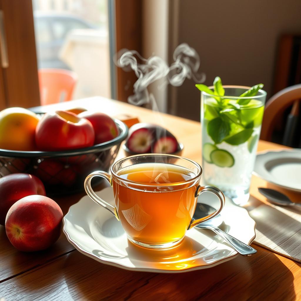 thé et hydratation pour le petit déjeuner