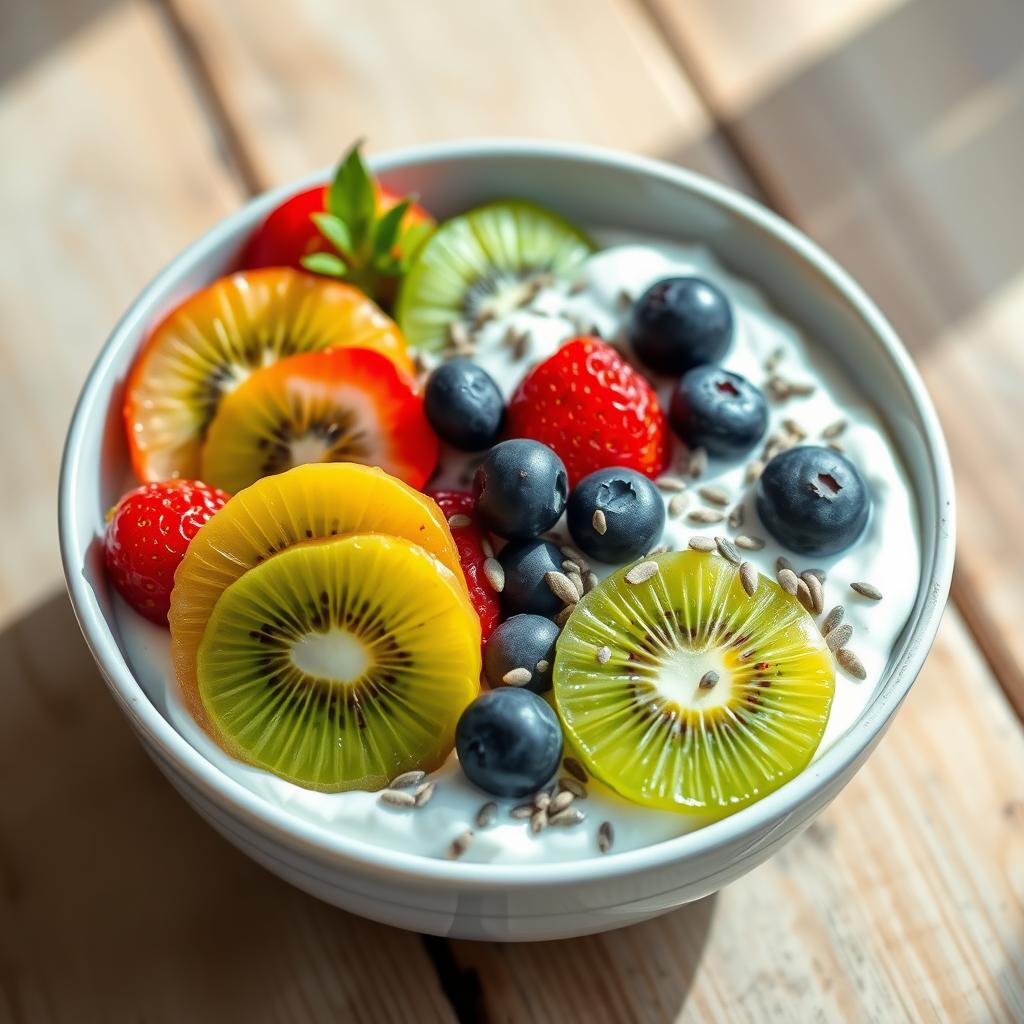 yaourt grec avec fruits et graines