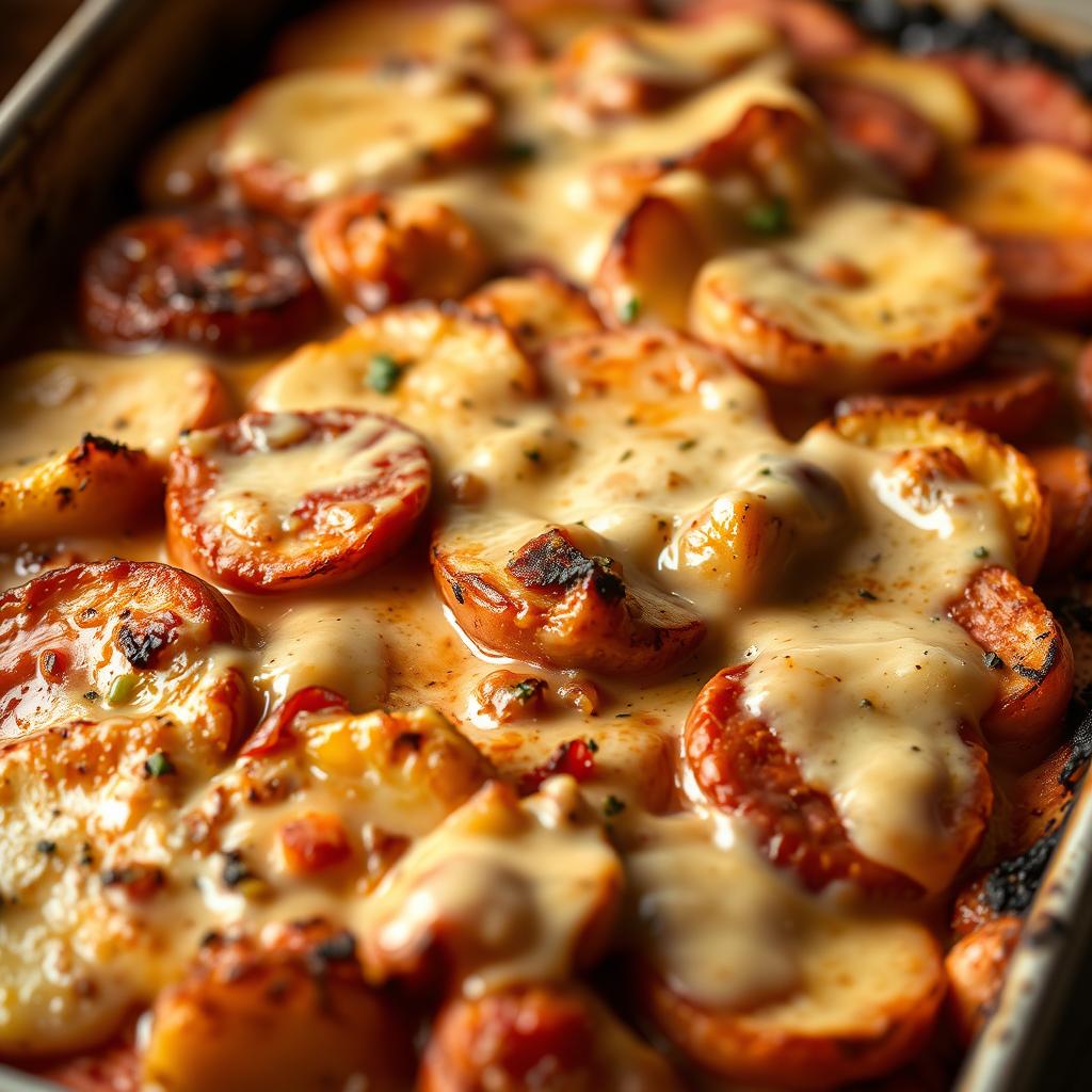 montage du gratin rustique de pommes de terre au chorizo et béchamel de tomate